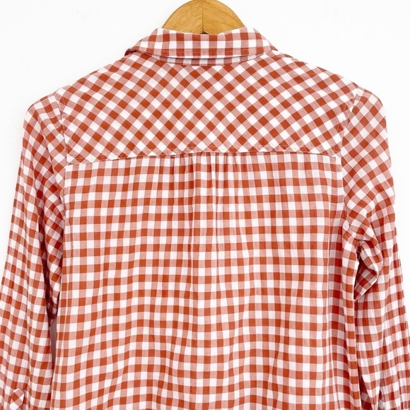 J. Crew Red Gingham Plaid Tie Front Button Down Shirt Size 4 - Picture 9 of 13